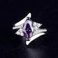 Zenat Purple Cubic Zirconia Square Crystal Ring