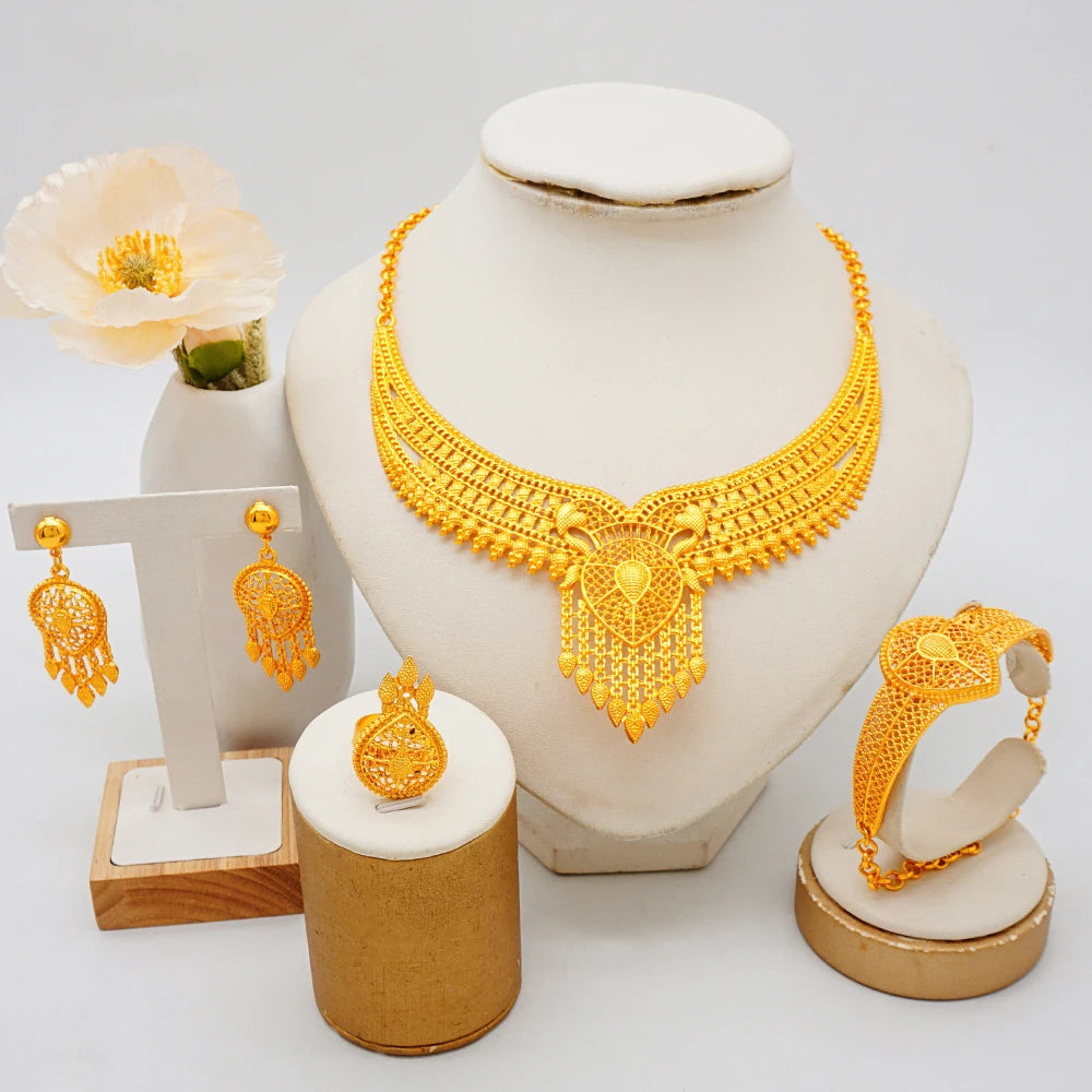 Zenat Dubai 24K Gold Plated Wedding Jewelry Set