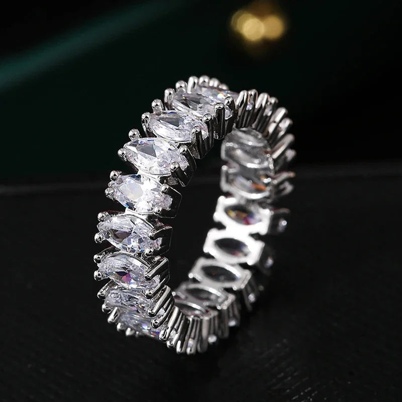 Luxury Female White Crystal Stone  Ring Irregular Zirconia Wedding Rings for Women Trendy Geometric Zircon Engagement Ring