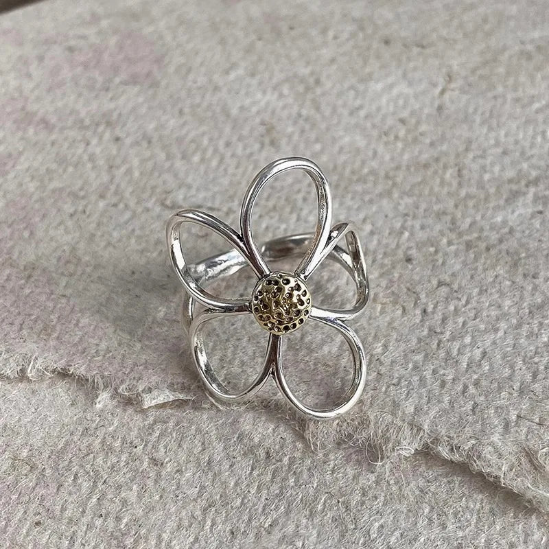 Zenat 925 Sterling Silver Minimalist Flower Ring