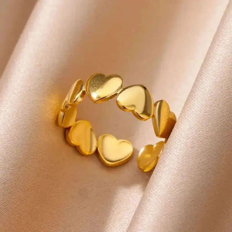 Zenat Zircon Heart Gold Adjustable Ring