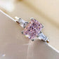 Zenat Pink Sparkling Zircon Princess Square Ring