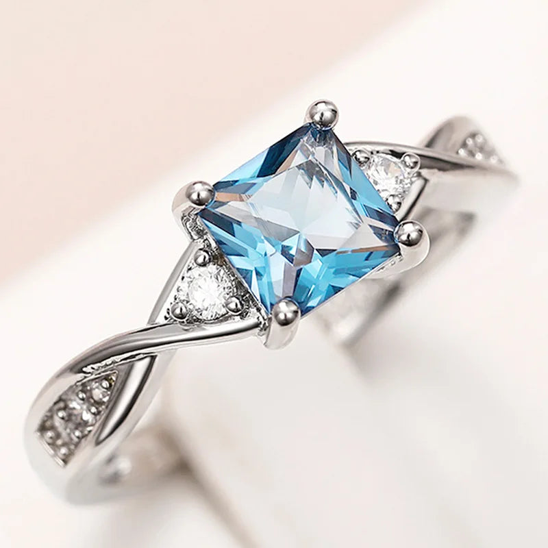 Zenat Sea Blue Cubic Zirconia Women’s Ring