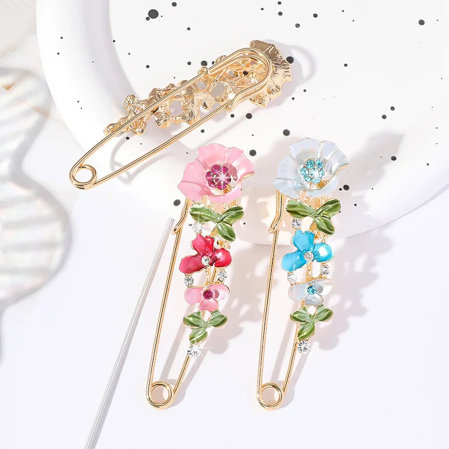 Zenat Sweet Flower Rhinestone Lapel Pin Brooch