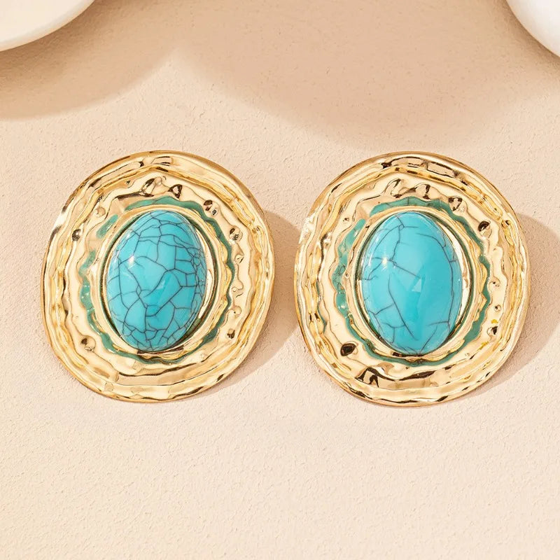 Zenat Round Geometric Stud Earrings – Women Party Gift