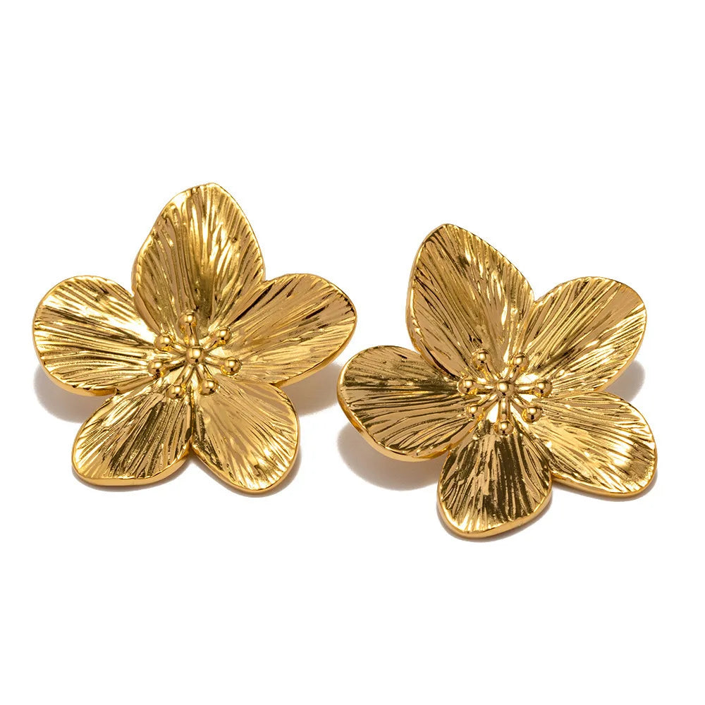 Zenat 2PC Stainless Steel Flower Earrings – Trendy Party