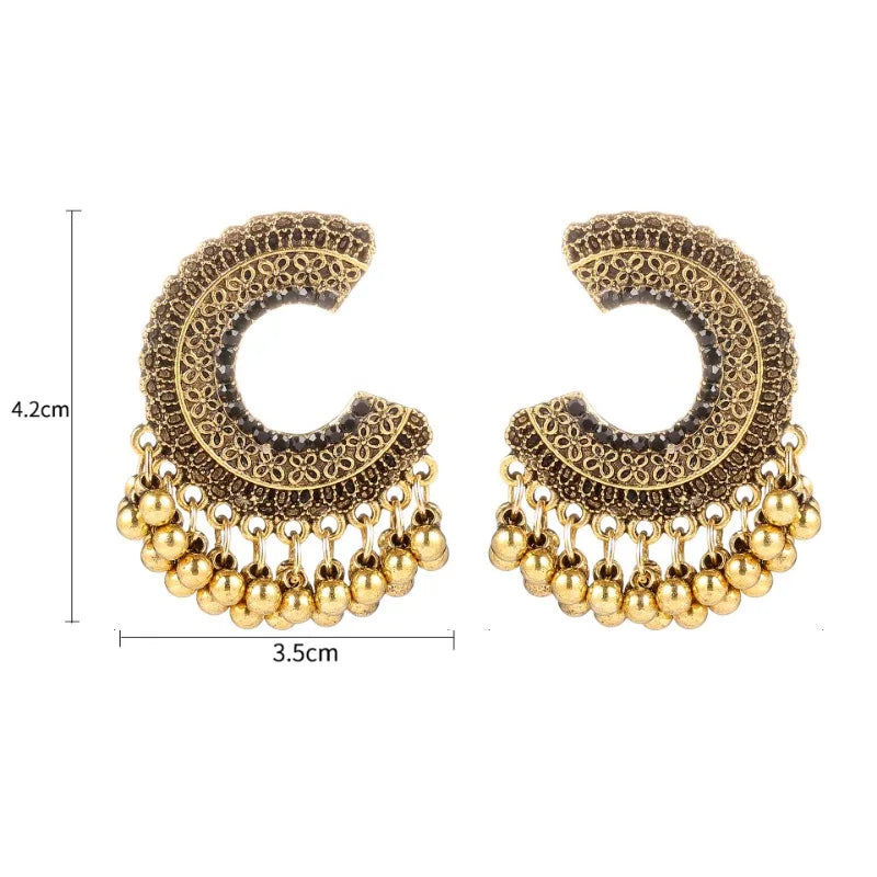 Zenat Colorful CZ Tassel Semicircle Jhumka