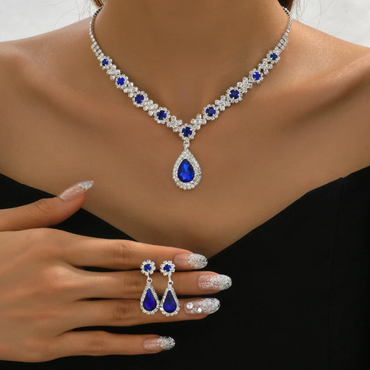 Zenat 3PC Water Drop Copper Chain Jewelry Set