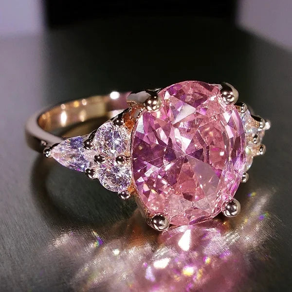 Zenat Pink Zirconia Trendy Sweet and Romantic Engagement Rings