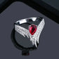 Zenat Elegant Red Corundum Ring with Large Zircon