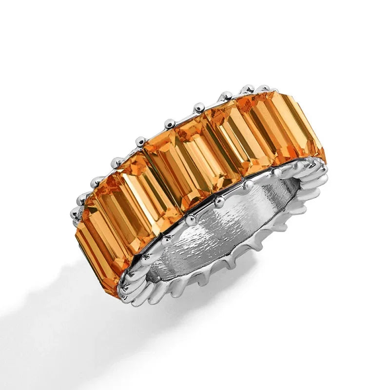 Fashion Luxury Multicolor Charm Zircon Wedding Rings for Women Round Square Stone Party Ring Jewelry