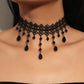 Zenat Neo-Gothic Black Lace Punk Choker Necklace