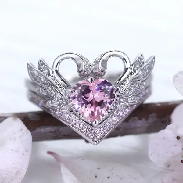 Zenat Pink Zirconia Trendy Sweet and Romantic Engagement Rings