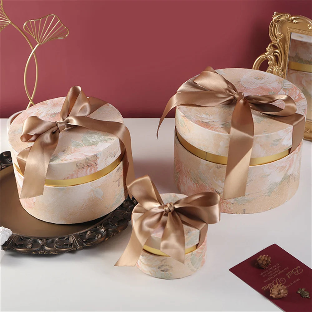 Candy Box With Bow Ribbon Round Gift Packaging Boxes