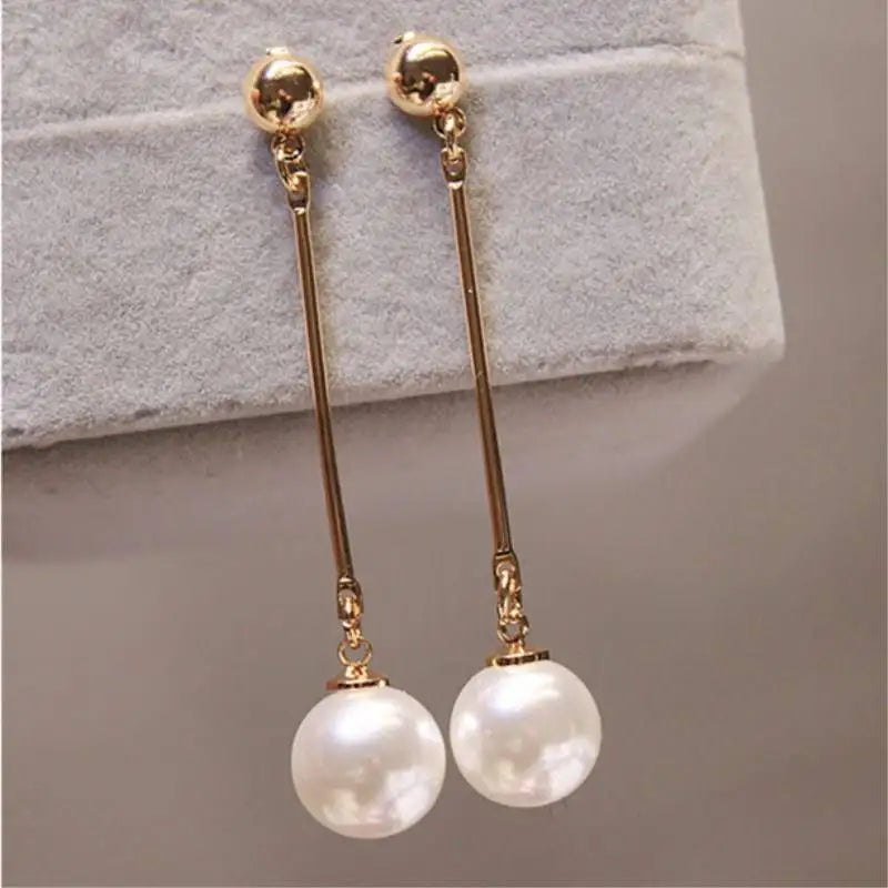 Zenat White Flower Pearl Drop Earrings – Statement Jewelry