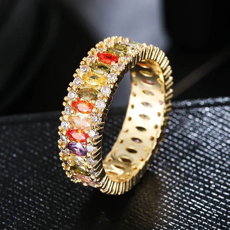 Luxury Female White Crystal Stone  Ring Irregular Zirconia Wedding Rings for Women Trendy Geometric Zircon Engagement Ring