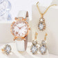 Zenat 5Pcs Set Luxury Rhinestone Watch Quartz Bracelet Set
