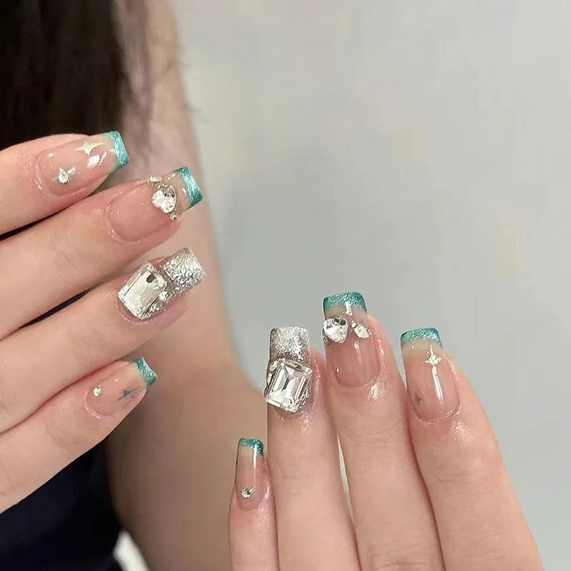 Zenat 24Pcs Glitter Diamond Press-On Nails