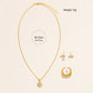 Zenat Quartz Watch Gold Luxury Ring Necklace Earring Set