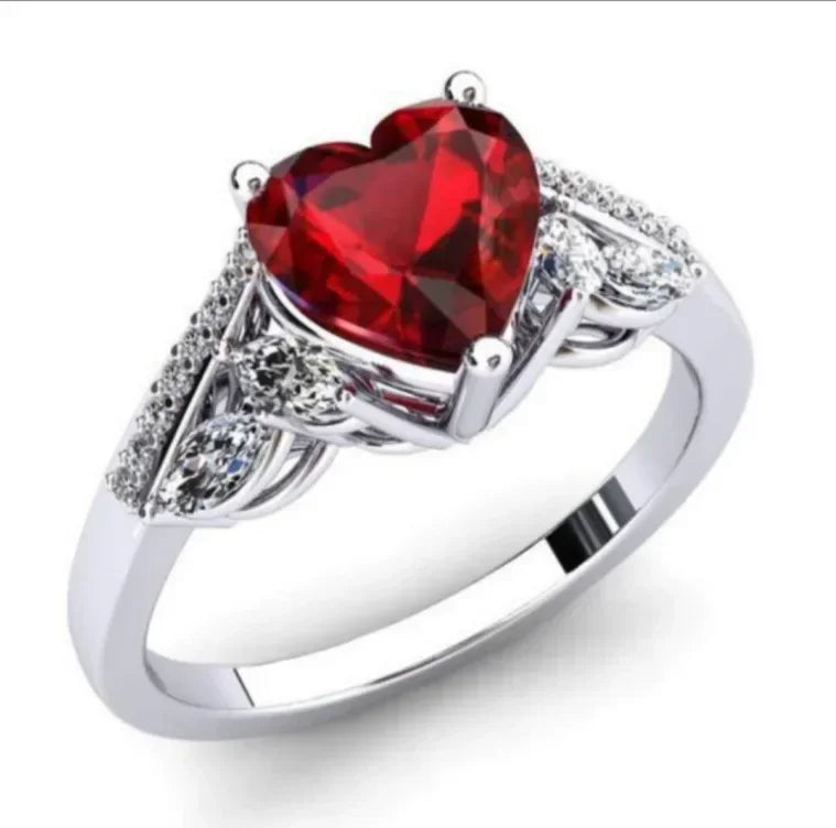 Zenat American Red Cubic Zirconia Ring