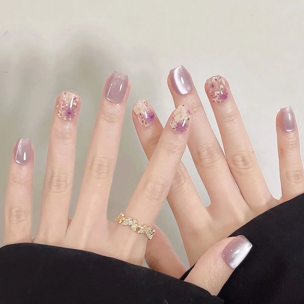 Zenat 24Pcs Glitter Diamond Press-On Nails