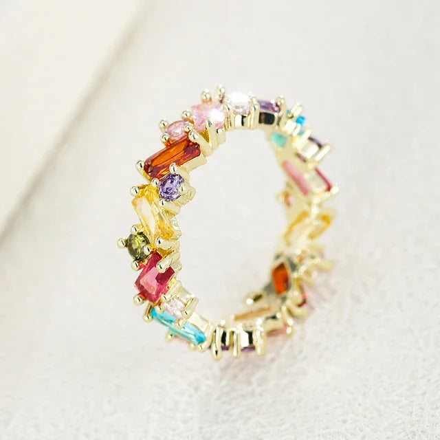 Luxury Female White Crystal Stone  Ring Irregular Zirconia Wedding Rings for Women Trendy Geometric Zircon Engagement Ring