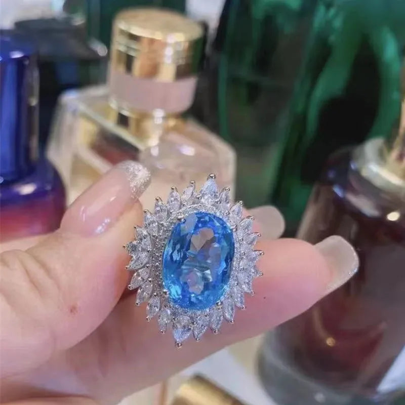 Zenat Sea Blue Cubic Zirconia Women’s Ring