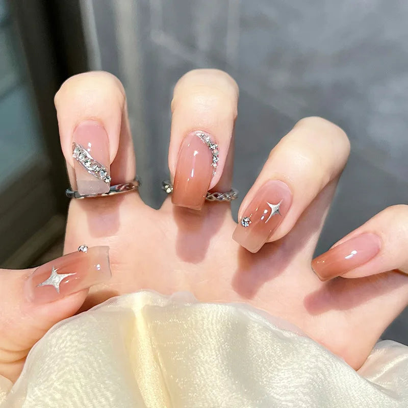Zenat 24Pcs Glitter Diamond Press-On Nails