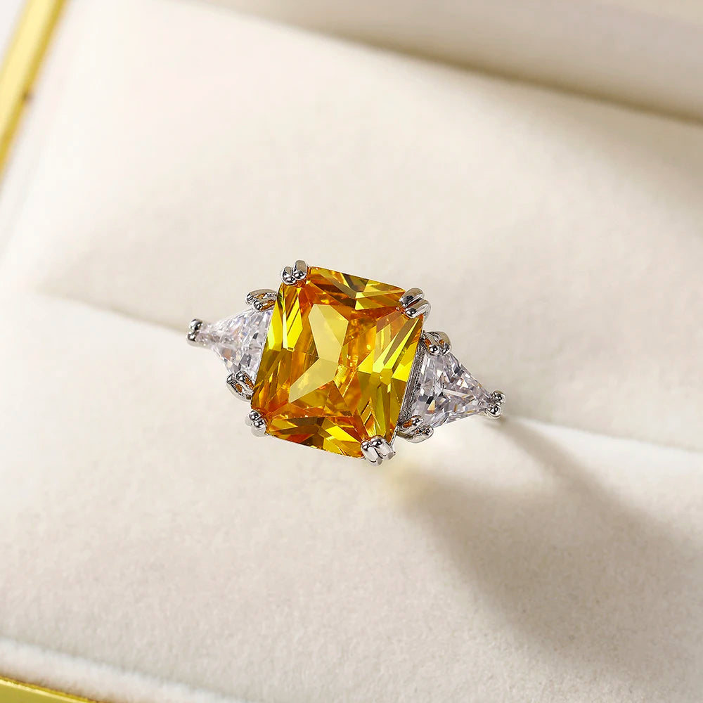 Zenat Yellow Cubic Zirconia Silver Color Ring