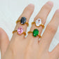 Exquisite Oval AAA Cubic Zirconia Inlaid Stainless Steel Ring Women's Transparent Gem Stone Index Finger Rust Proof Accessories