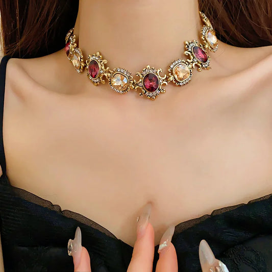 Zenat 3 Pcs Vintage Necklace Earring Set High-end