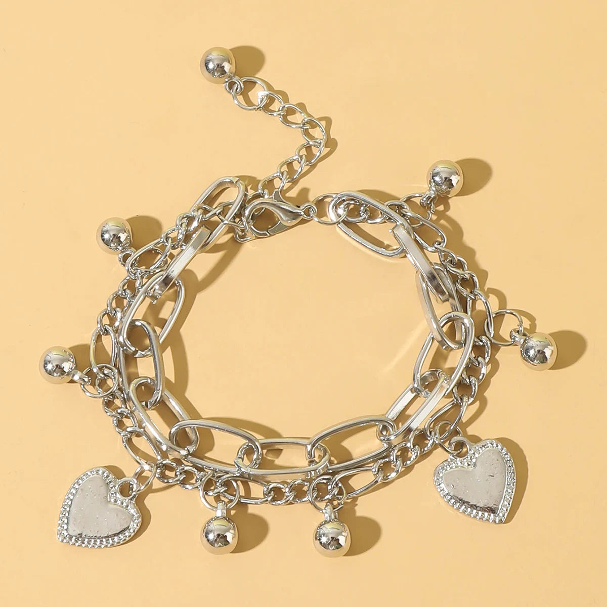 Zenat Multi layered Steel Ball Bean Love Bracelet