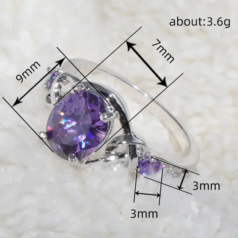 Zenat Purple Cubic Zirconia Square Crystal Ring