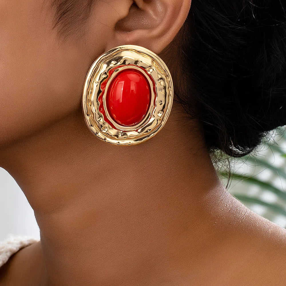 Zenat Round Geometric Stud Earrings – Women Party Gift