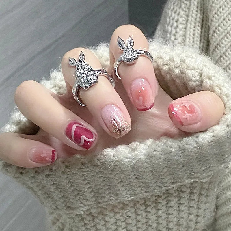 Zenat 24Pcs Glitter Diamond Press-On Nails