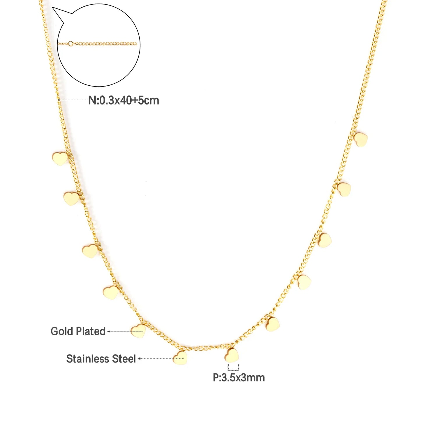 Zenat Golden Chains Necklaces Star Heart Stainless Steel