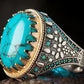 2024 New Luxury Women's Big Black Stone Ring Fashion Silver Zircon Wedding Rings Female Bride Love Engagement