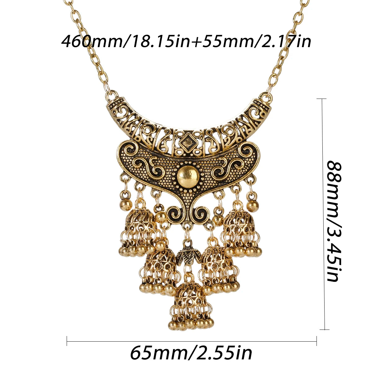 Zenat Luxury Retro Ethnic Carved Jhumka Set