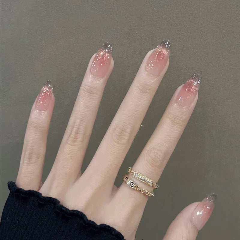 Zenat 24Pcs Glitter Diamond Press-On Nails
