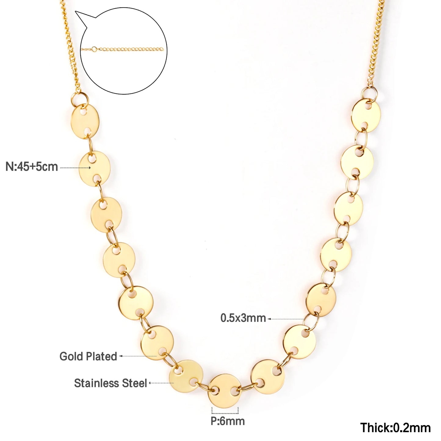 Zenat Golden Chains Necklaces Star Heart Stainless Steel