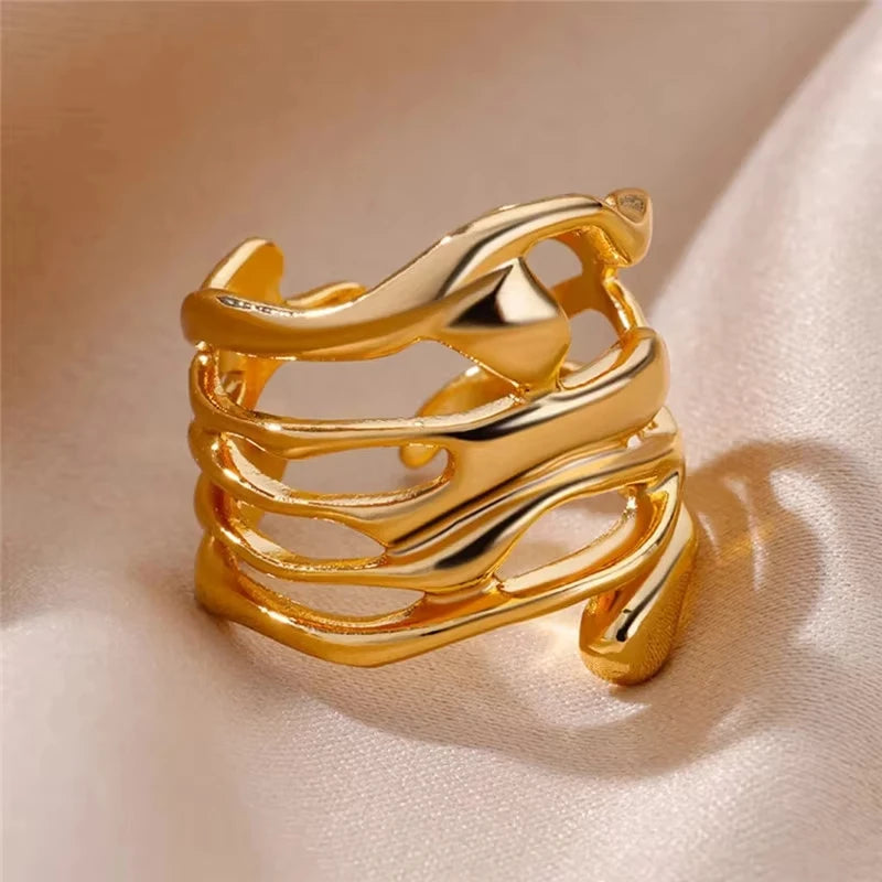 Zenat Zircon Geometric Evil Eye Adjustable Ring