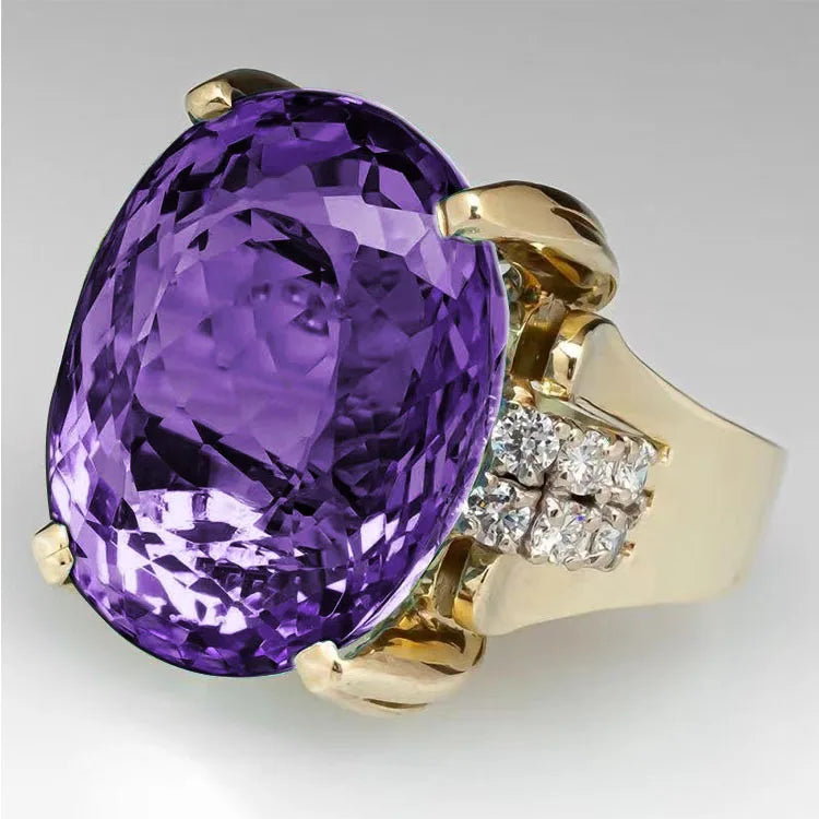 Zenat Oval Crystal Wedding Engagement Ring