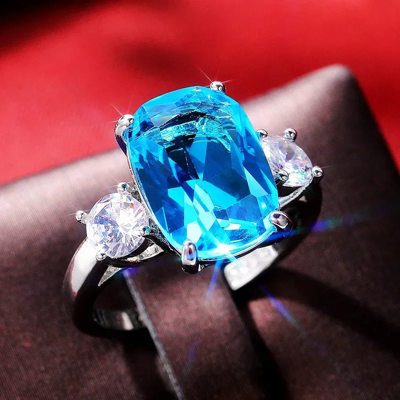 Zenat Sea Blue Cubic Zirconia Women’s Ring