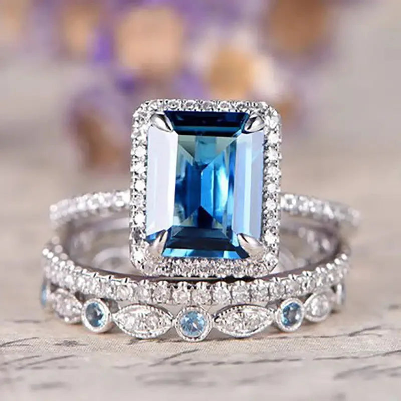 Zenat Sea Blue Cubic Zirconia Women’s Ring