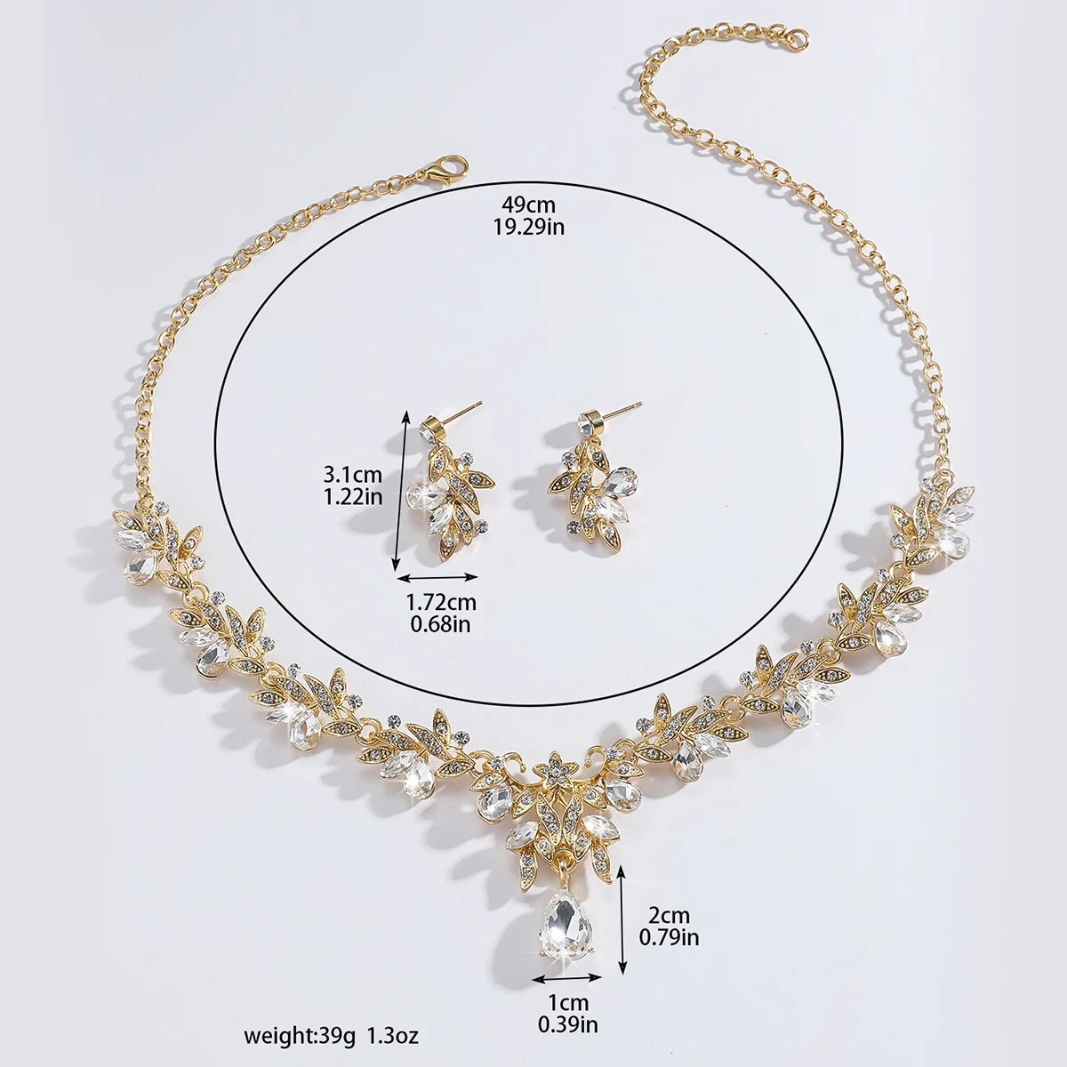 Zenat Sparkling Leaf Water Drop Jewelry Set
