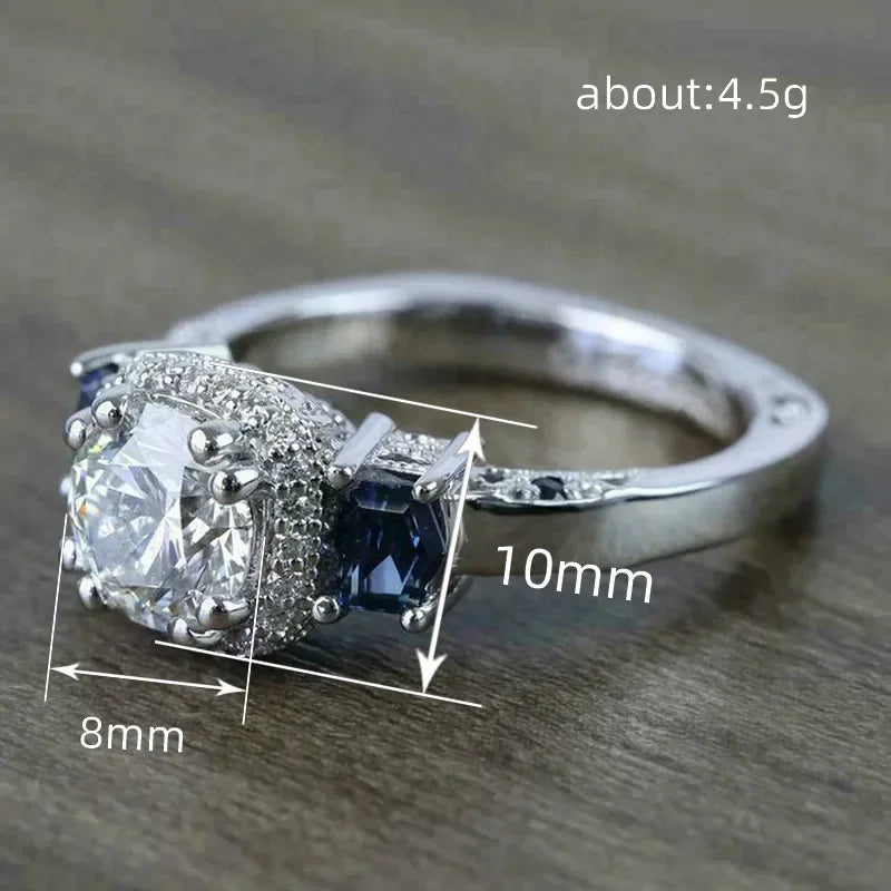Zenat Blue Cube Zircon Elegant Ring
