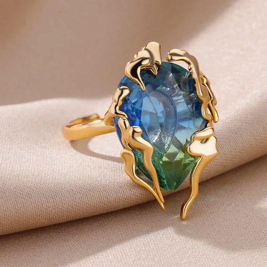 Zenat Zircon Flame Drop Adjustable Ring