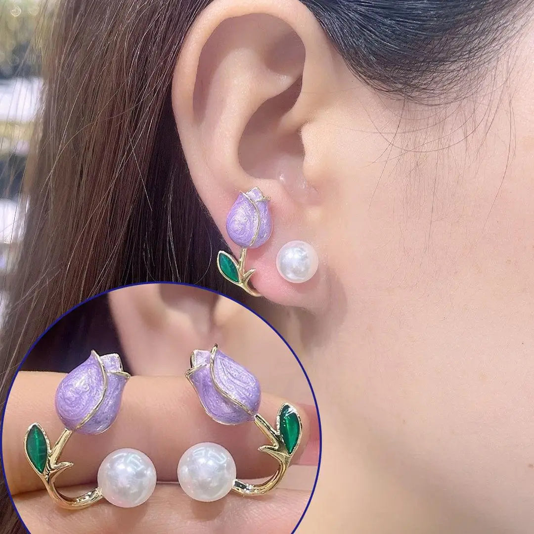925 Silver Needle Green Flower Earrings For Women Korean Fashion Jewelry 2025 Trending Luxury Zircon Leaf Women's Stud Earrings