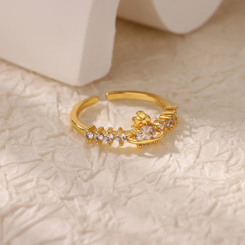 Zenat Zircon Geometric Evil Eye Adjustable Ring