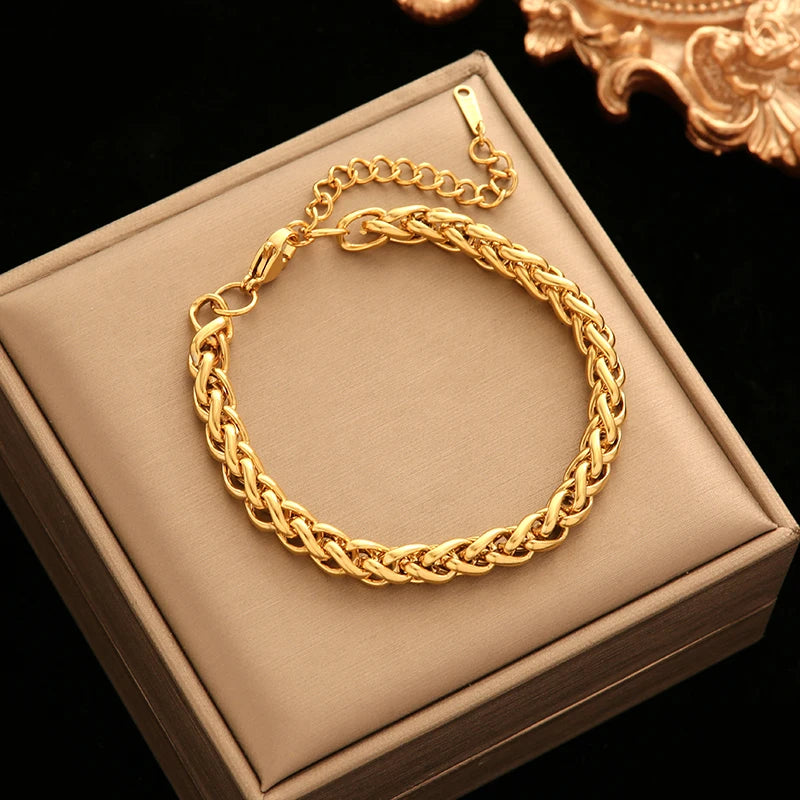 Twisted Bracelet 18K Gold Plated Waterproof 316 Steel